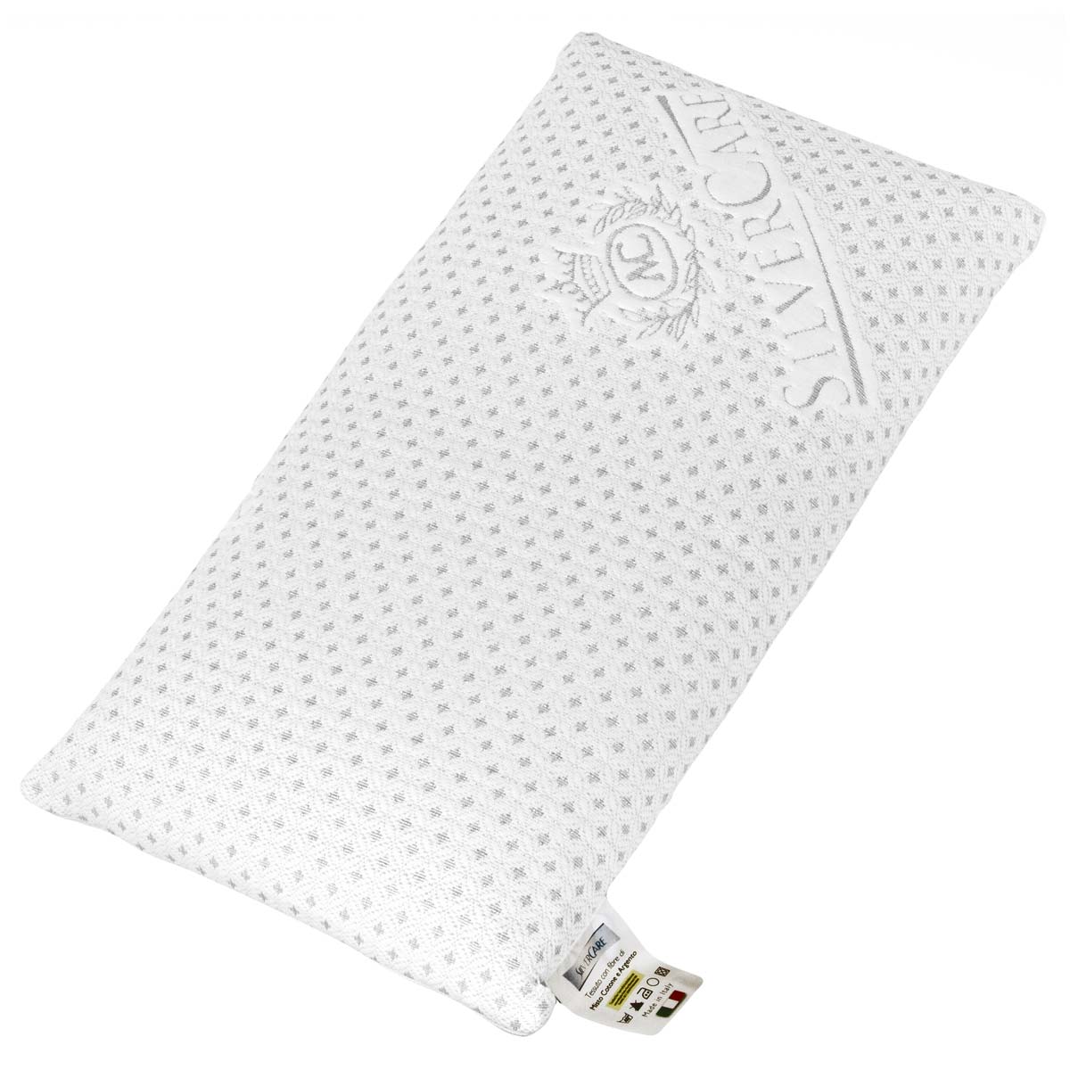 Guanciale Basso in Lattice Naturale con Superficie Massaggiante – Forma Saponetta, Traspirante, Antiacaro – Doppia Federa SilverCare