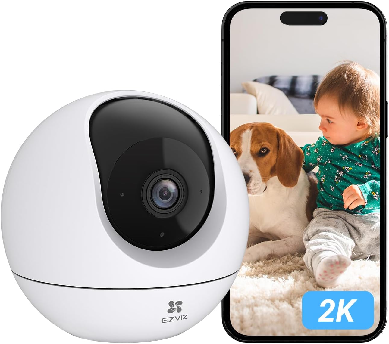 EZVIZ 4K Indoor WiFi Surveillance Camera 360° 8MP IP Camera AI Person/Pet/Noise Detection Color Night Vision Auto Monitoring & Zoom Call