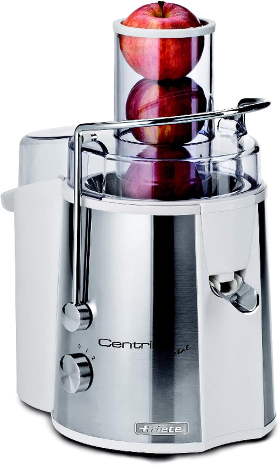 Ariete 173 Centrika Metal - Centrifuga per estrarre succo di frutta e verdura - Beccuccio salvagoccia - Acciaio Inox - 700 Watt - Bianco e Argento