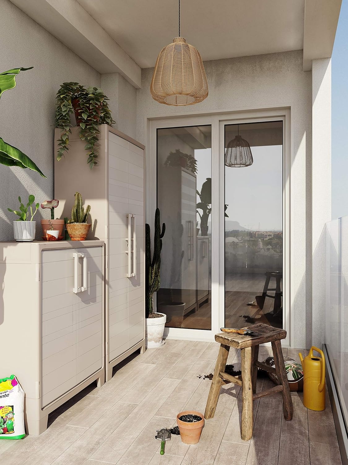 Keter Armadio Basso Gulliver, 2 Ripiani Regolabili, Sabbia/Beige, 80x44x100 H Cm