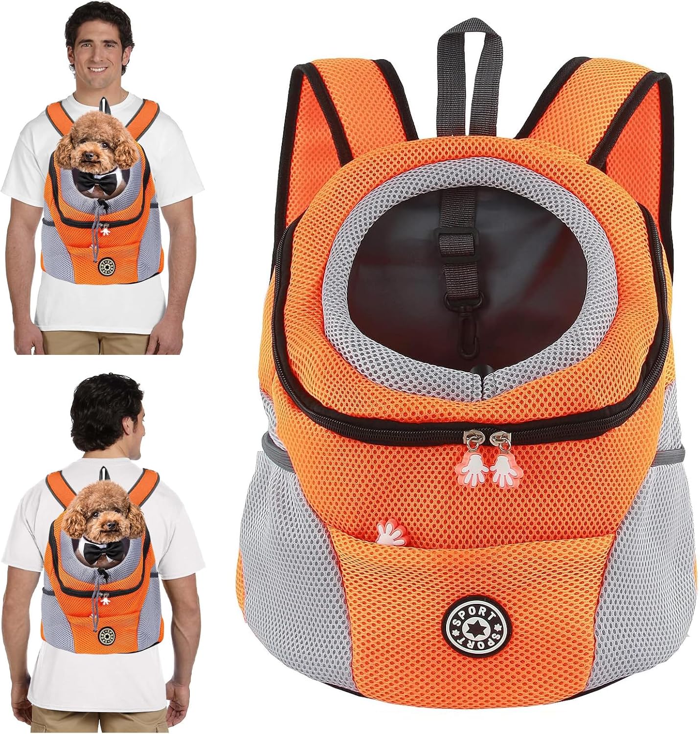 PETCUTE Zaino Trasporto Cane e Cuccioli,Zaino Traspirante per Cani per Animali Domestici,Guinzaglio di Sicurezza,Marsupio per Cani di Piccola Taglia e Gatti,Apertura Regolabile,per Viaggio