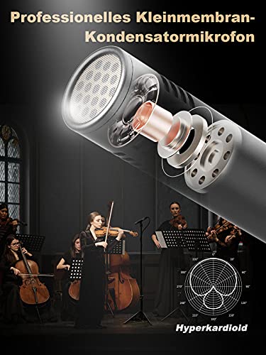 SYNCO Intrument CMic V10   Microfono per strumenti, a condensatore, ipercardioidi, filtro passa alto, microfono direzionale per acustica, studio, chitarra, violino, coro, canto : Strumenti Musicali