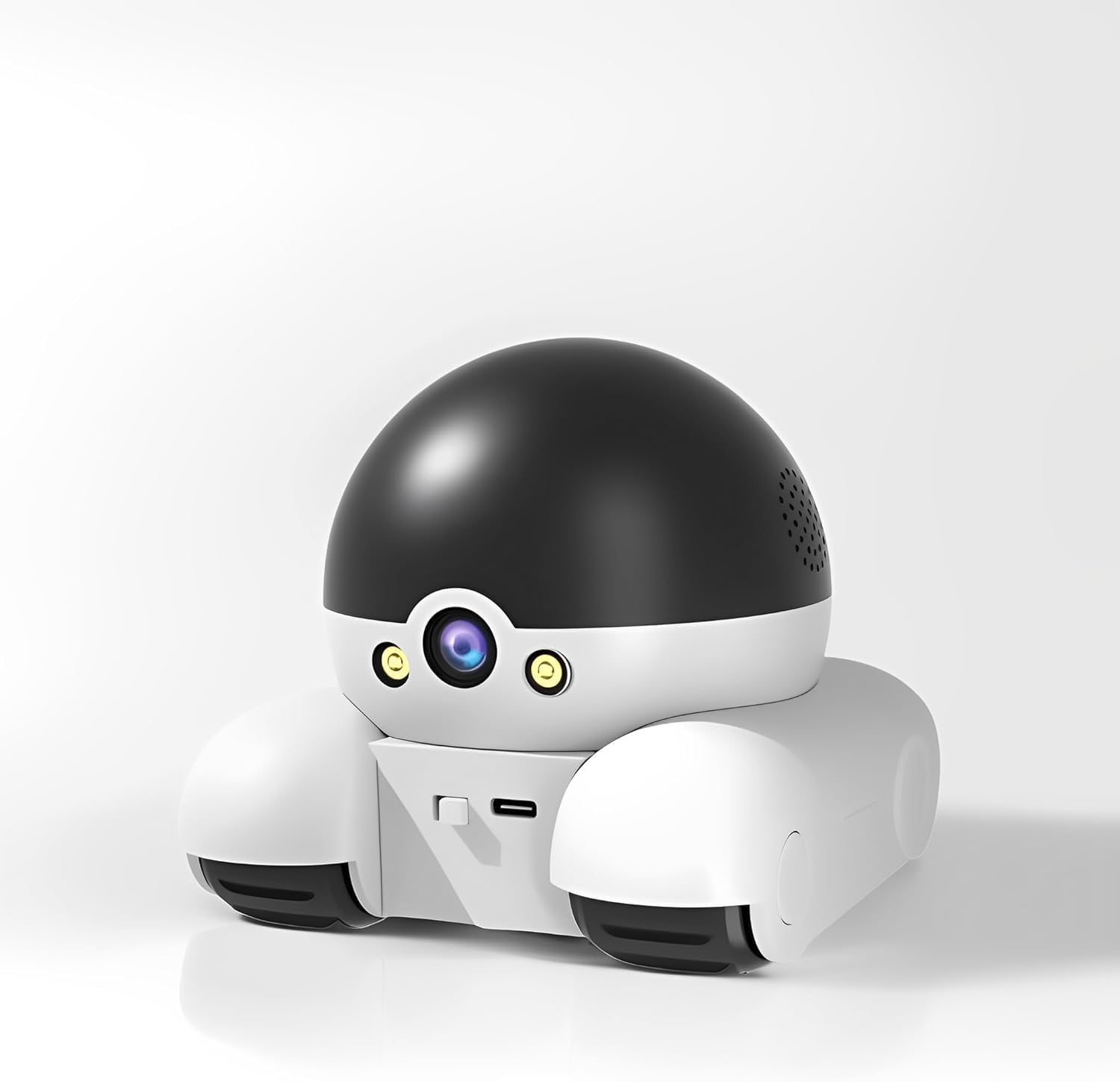 Robot Camera on Wheels 1080P Dual Lens, 2MP Indoor Mobile Security Camera with 2 Way Talk and Auto Tracking, 360° View Remote Control for Cats