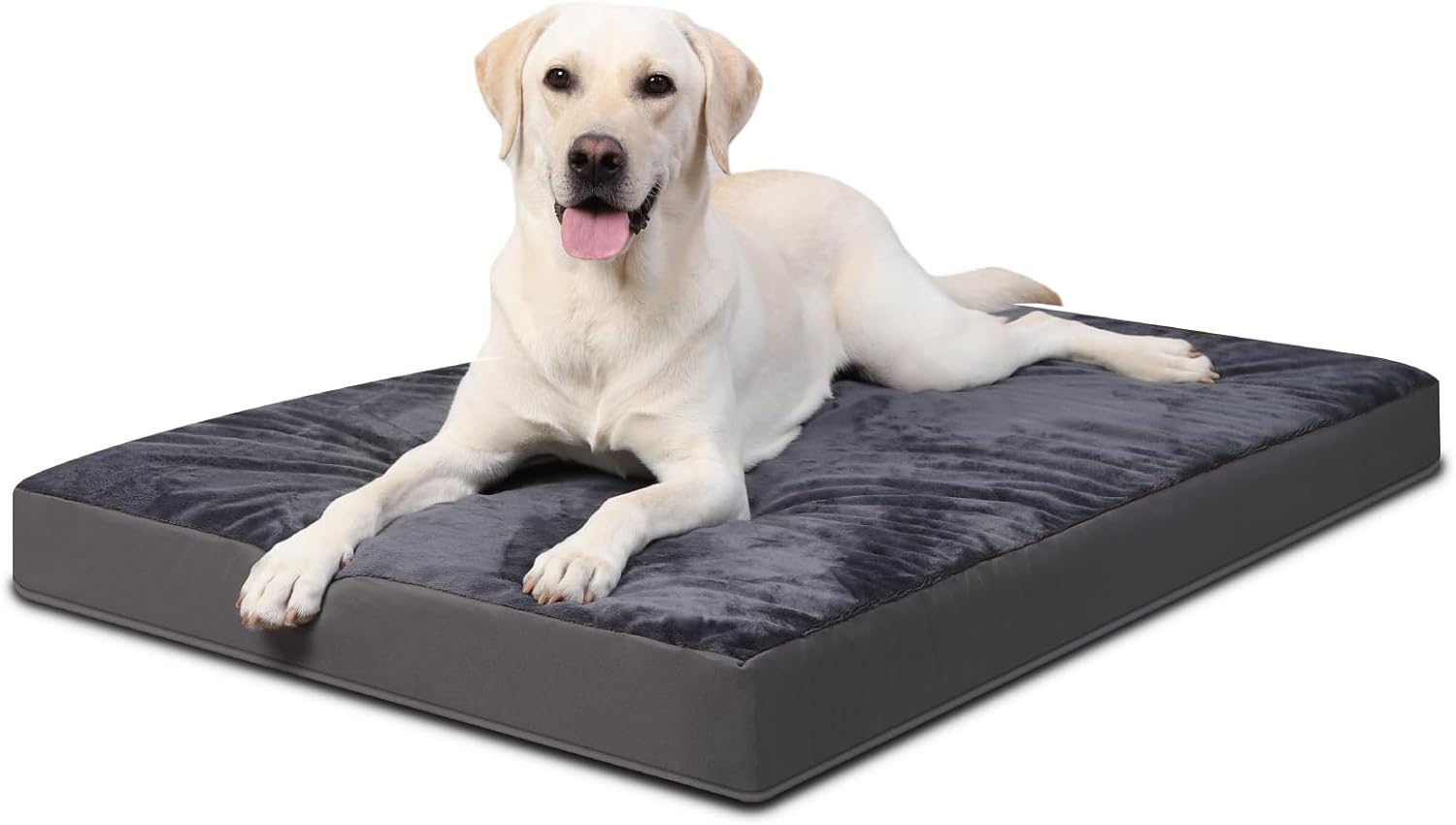 Favodormir Cuccia Cane Interno Taglia Grande Sfoderabile e Lavabile, Ortopedica Cuscino Letto per Cani Base Antiscivolo Materassino Cane, Grigio Scuro, 104x68x8cm