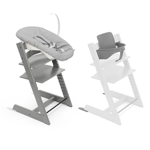 Seggiolone Tripp Trapp di Stokke, Storm Grey (Include Sedia   Baby Set 2) con Newborn Set   Design Sicuro, Regolabile, Ergonomico : Prima infanzia