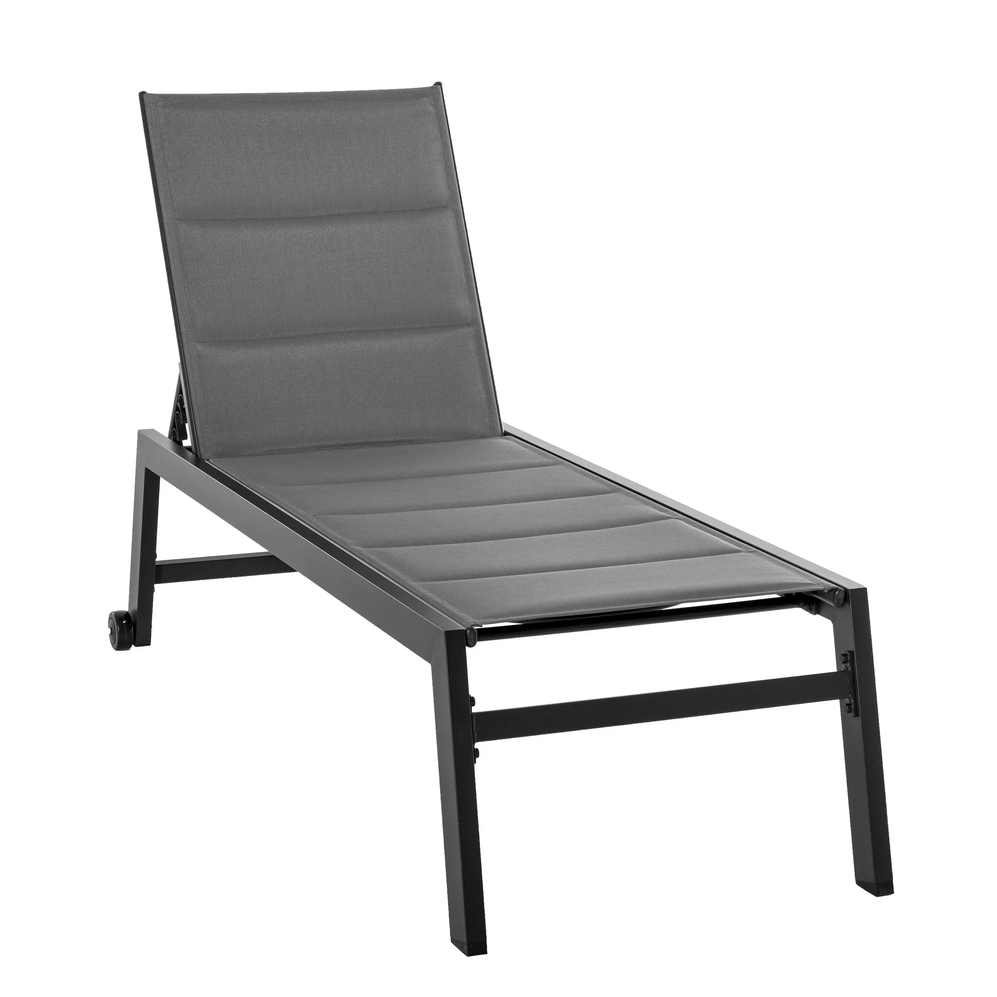 Easycomfort Sdraio da Giardino Reclinabile su 5 Livelli Rivestimento Imbottito, Alluminio e Texteline, 72x168x102cm Grigio