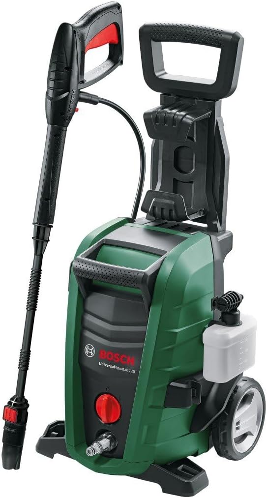 Bosch Idropulitrice UniversalAquatak 135, 2 ugelli, filtro per l’acqua, pistola ad alta pressione, tubo flessibile da 7 m, cavo da 5 m, potenza 1900 Watt, pressione: 135 bar, portata max.: 410 l/h