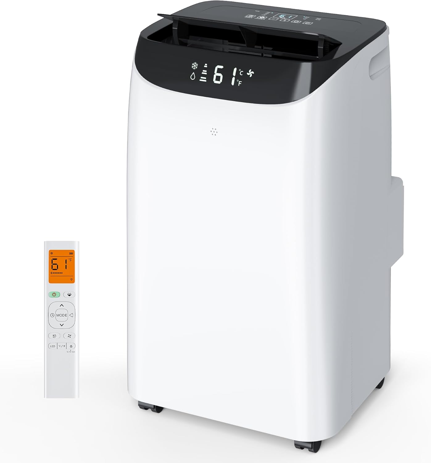 Condizionatori d'aria portatili da 14000 BTU con telecomando, unità di raffreddamento AC indipendente 3 in 1 con ventola e deumidificatore, raffredda stanze fino a 700 piedi quadrati, modalità Smart/Sleep, 3 velocità, oscillazione automatica, timer 2