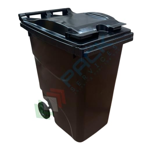 Bidone spazzatura per la raccolta differenziata rifiuti, capacità 360 Lt, certificato UNI EN 840, per uso esterno, colore nero