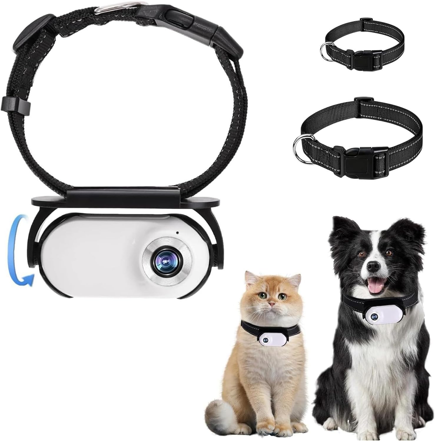 Fabater Collare per Gatti, Collare Localizzatore per Cani HD 1080P, Mini Action Cam per Registrazioni Video in Interni Ed Esterni, WiFi Non Necessario, Prodotti per Animali Domestici