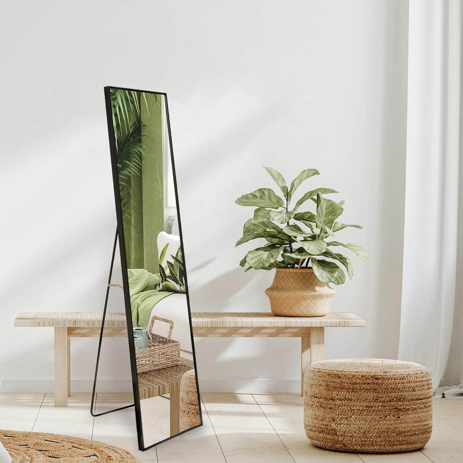 Americanflat Specchio Lungo da Parete e da Terra 35,5x150 cm - Specchio da Parete Lungo con Supporto da Terra per Camera da Letto e Salotto - Specchio Figura Intera