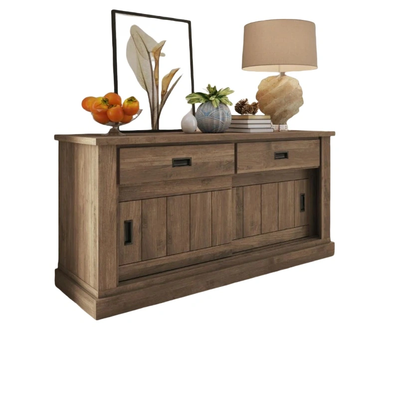 Madia Anthony 52 con 2 ante scorrevoli e 2 cassetti colore noce eastwood