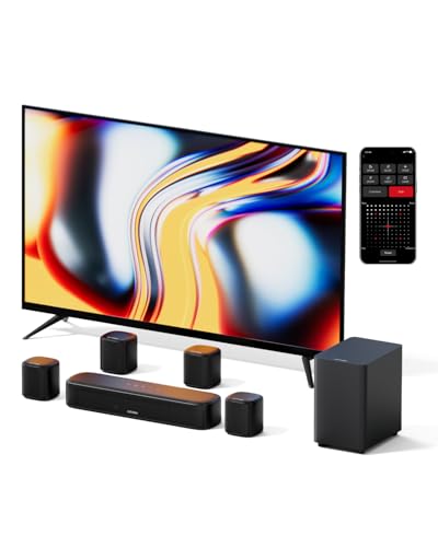ULTIMEA Sound Bar Impianto Surround Virtuale per TV, Soundbar TV 7.1 330W, Soundbar per TV Impianto Audio Home Theater, App Controllo, Subwoofer, 4 Altoparlanti Surround, BT/OPT/AUX, Aura A40 : Elettronica