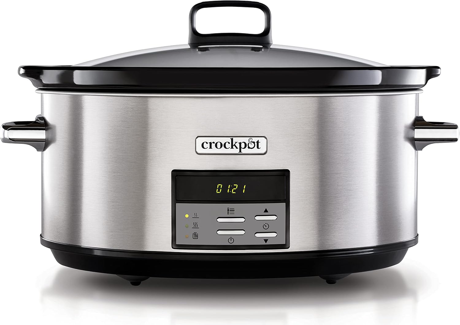 Crock-pot Slow Cooker, Slow Cooker, Extra Large 7.5 Litres, Up to 10 People, Automatic Shutdown, 2 Cooking Settings and Automatic Warm Function, 230 W, Ceramic, Silver