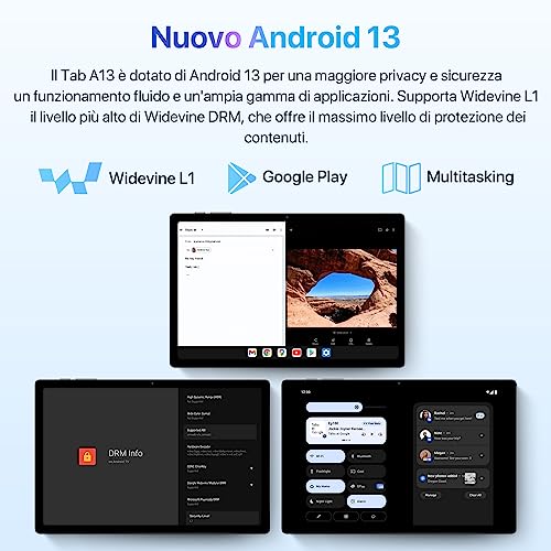 UMIDIGI Android 13 Tablet 10.5 Pollici,Youtube 1080P Widevine L1, A13 Tabet in offerta,Tablet con Sim Telefono,16Go 128Go/2TB Gaming Tablet 7500mAh 18W PD/8Core/13MP/Wifi/BT/GPS/Con Custodia e penna : Informatica