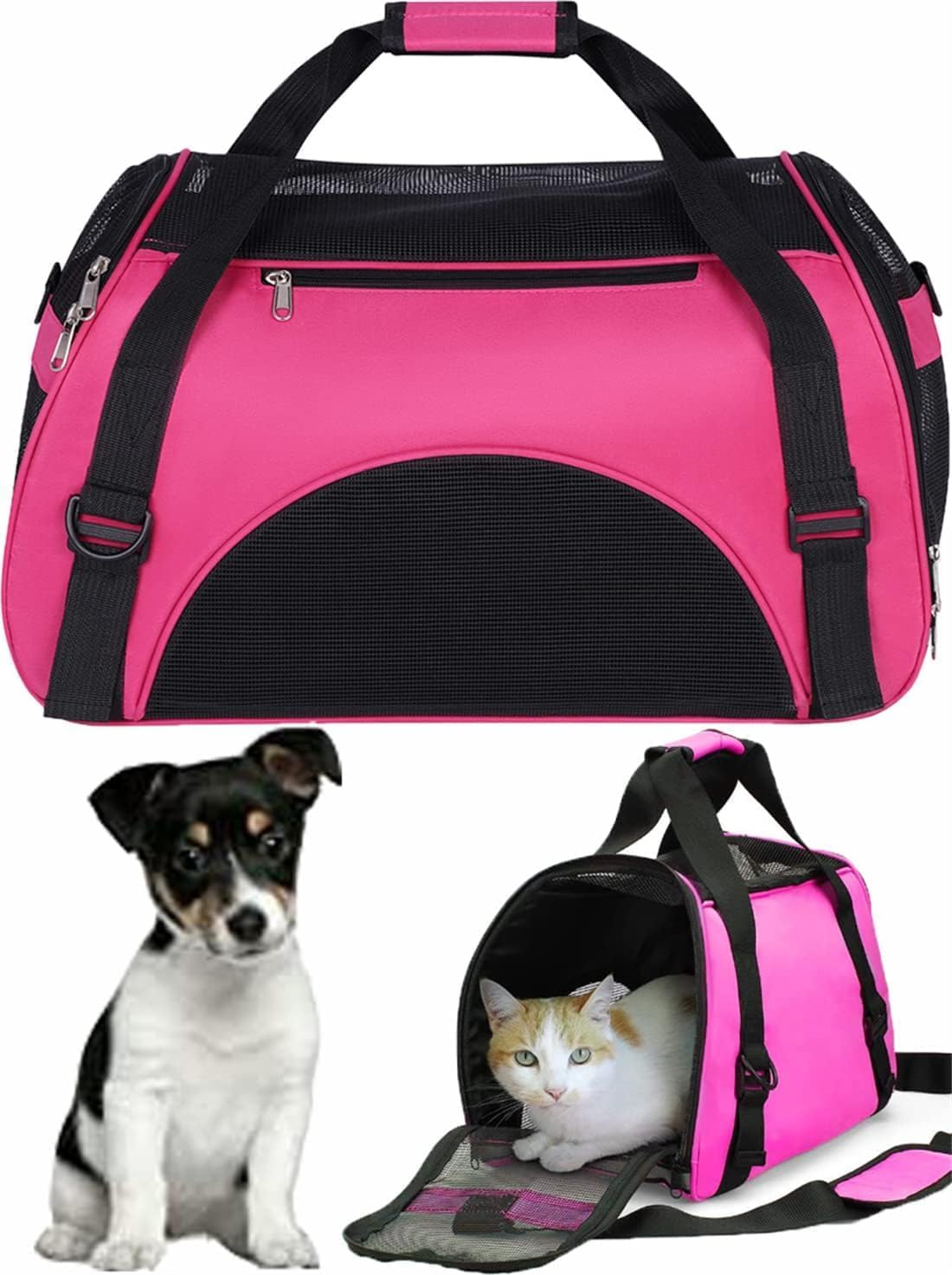 Trasportino da viaggio per cani, con lati morbidi e tappetini per animali domestici, in tessuto Oxford traspirante, borsa da viaggio, portatile, espandibile, pieghevole (Blu, 40 x 30 x 20 cm)