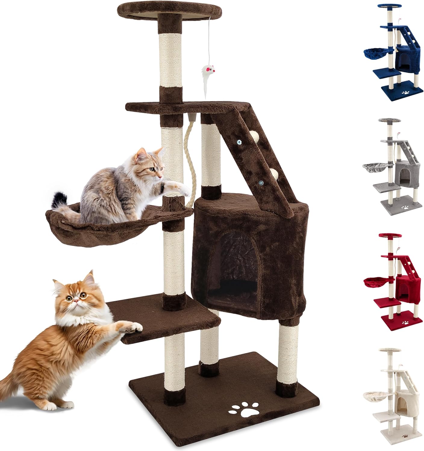 Beltom® TIRAGRAFFI PER GATTO 120 CM GIOCO PARCO GIOCHI CUCCIA GATTI GRAFFIATOIO SISAL ALBERO CUCCE TIRA GRAFFIO PALESTRA - Grigio