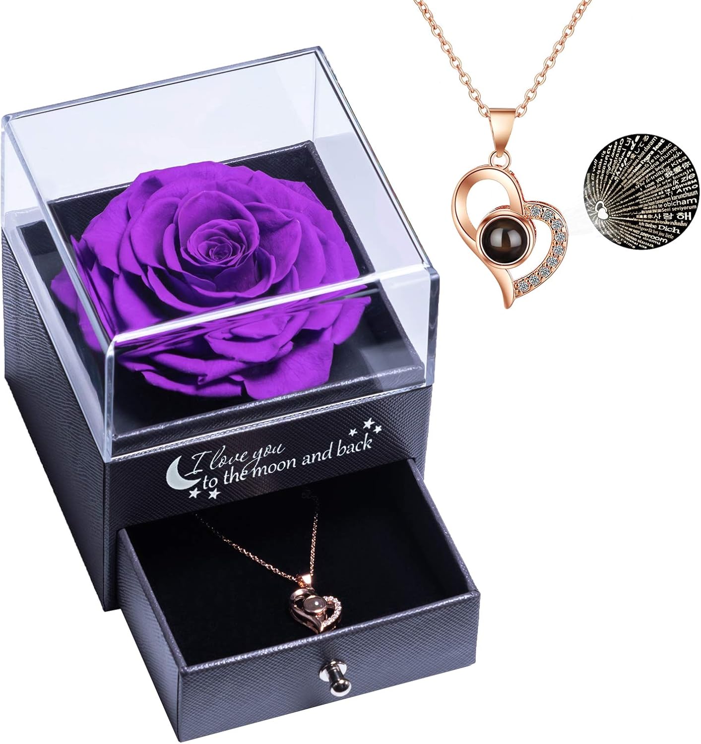 Vera Rosa eterna con Ti Amo Confezione Regalo Collana per San Valentino Festa della Mamma Anniversario Matrimonio Regali romantici per lei