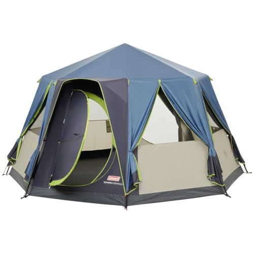 Coleman Tenda da campeggio ottagonale, per 6 persone, con vista panoramica a 360°, struttura stabile in acciaio, telo da terra cucito, 100% impermeabile, Unisex   Adulto, Tenda per 8 persone., 2000019550, Arancione, Taglia unica : Amazon.it: Sport e