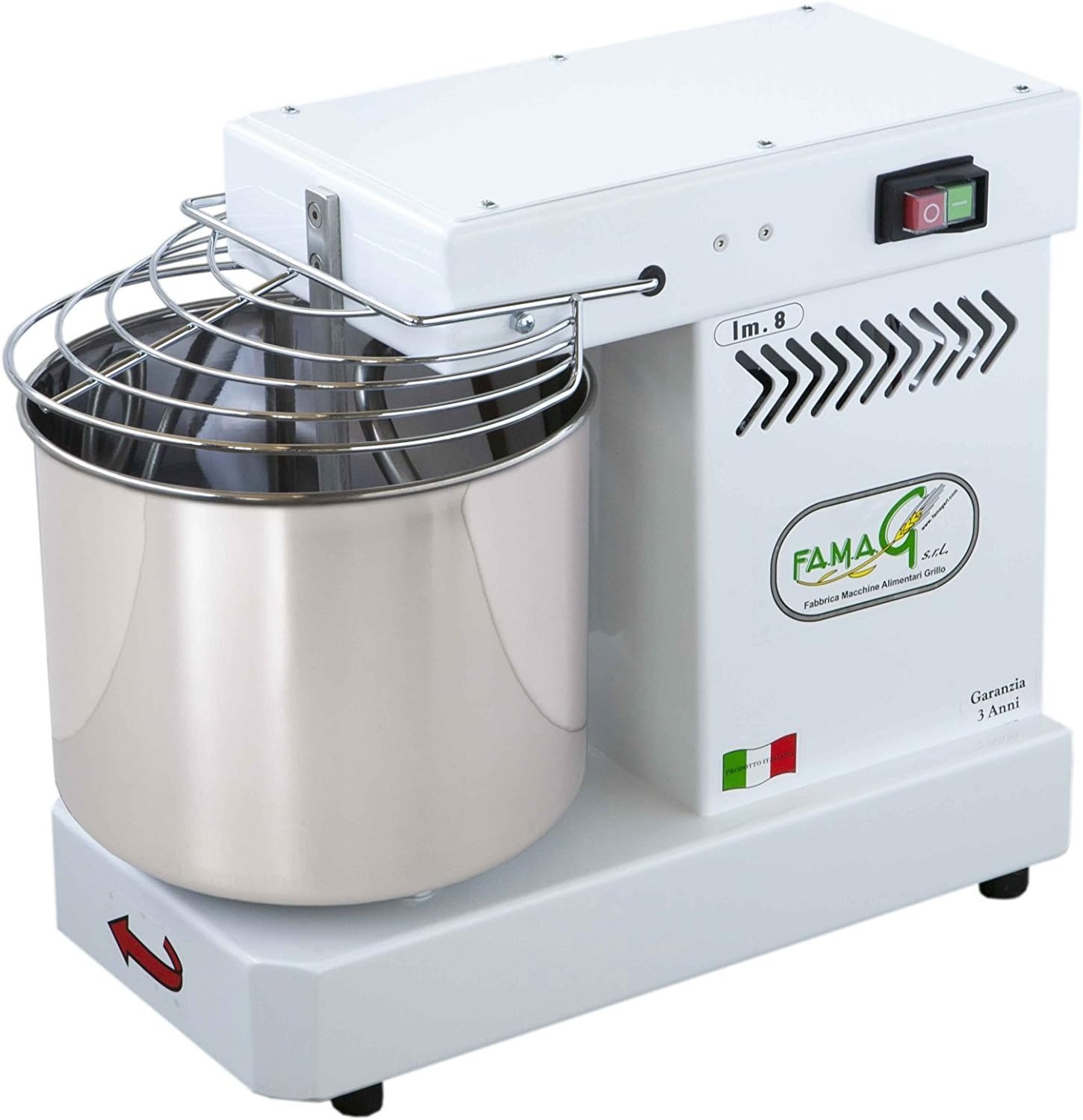 Famag Impastatrice 8 Kg Macchina del Pane Pizza, Acciaio Inossidabile, Made in Italy