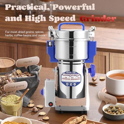 Moongiantgo 800g Mulino Elettrico per Cereali Maglia 50 300, Acciaio Inossidabile & 2500W 36000RPM Motore Commerciale, per Cereali, Spezie, ecc., con Protezione da Sovraccarico & Open Cover Stop : Amazon.it: Casa e cucina