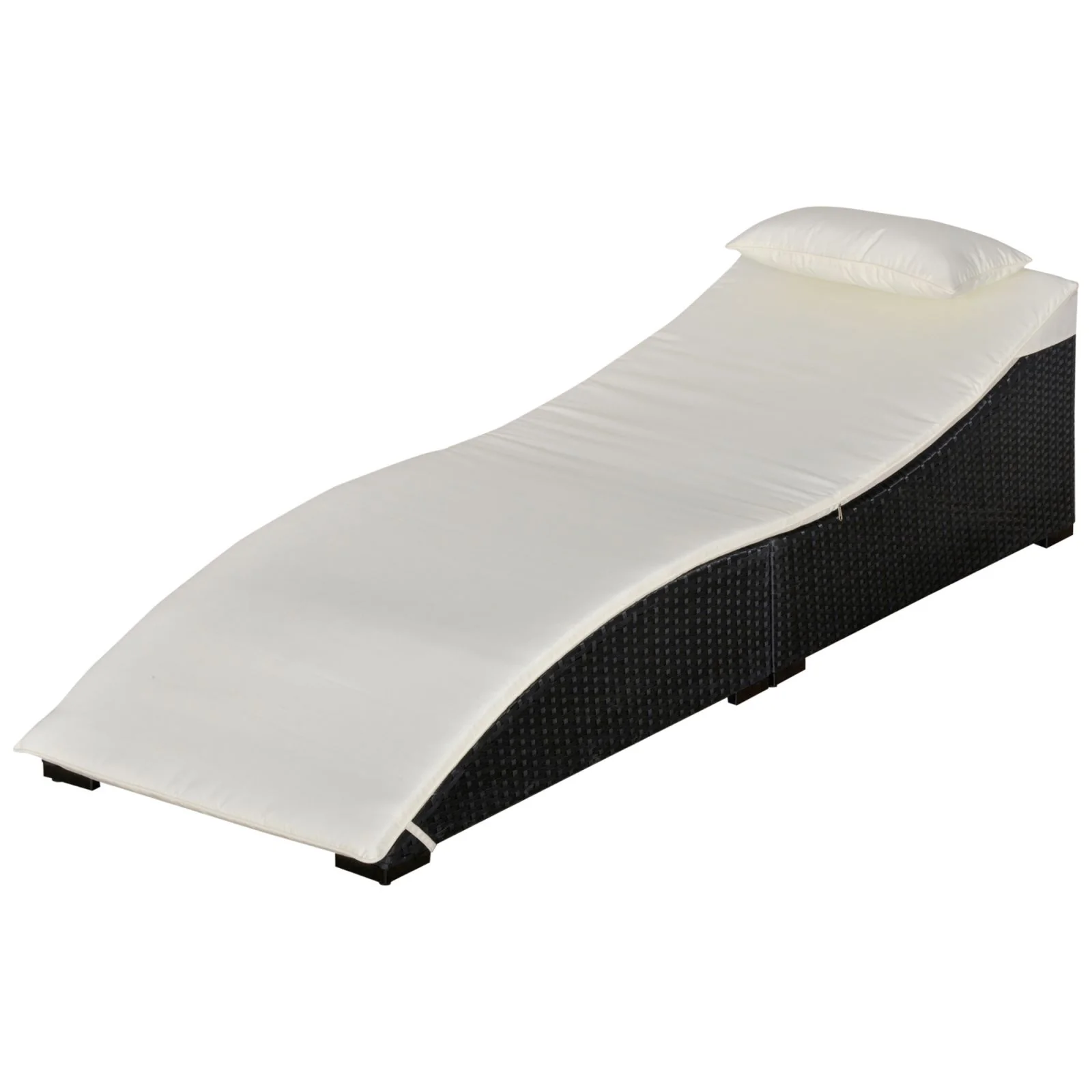 Easycomfort Lettino Sdraio Prendisole Pieghevole in Rattan Sintetico con Poggiatesta Rimovibile per Giardino, Terrazzo ed Esterni, 198x68x50cm