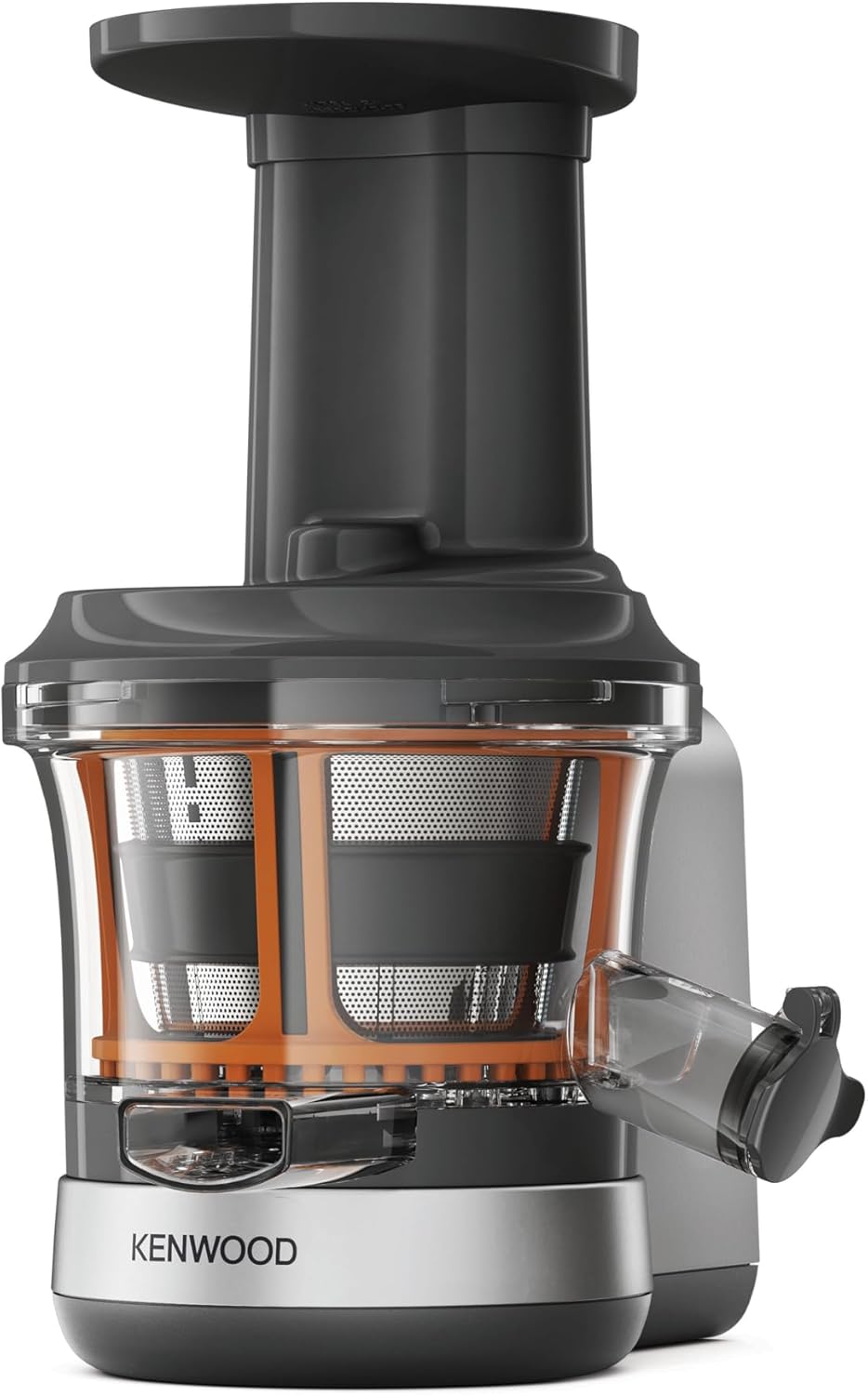 Kenwood KAX720PL, Accessorio Centrifuga Estrattore di Succo Slow Juicer per impastatrice planetaria, dotato di caraffa 400ml, funzione risciacquo, Metallo/Plastica, Grigio Argento