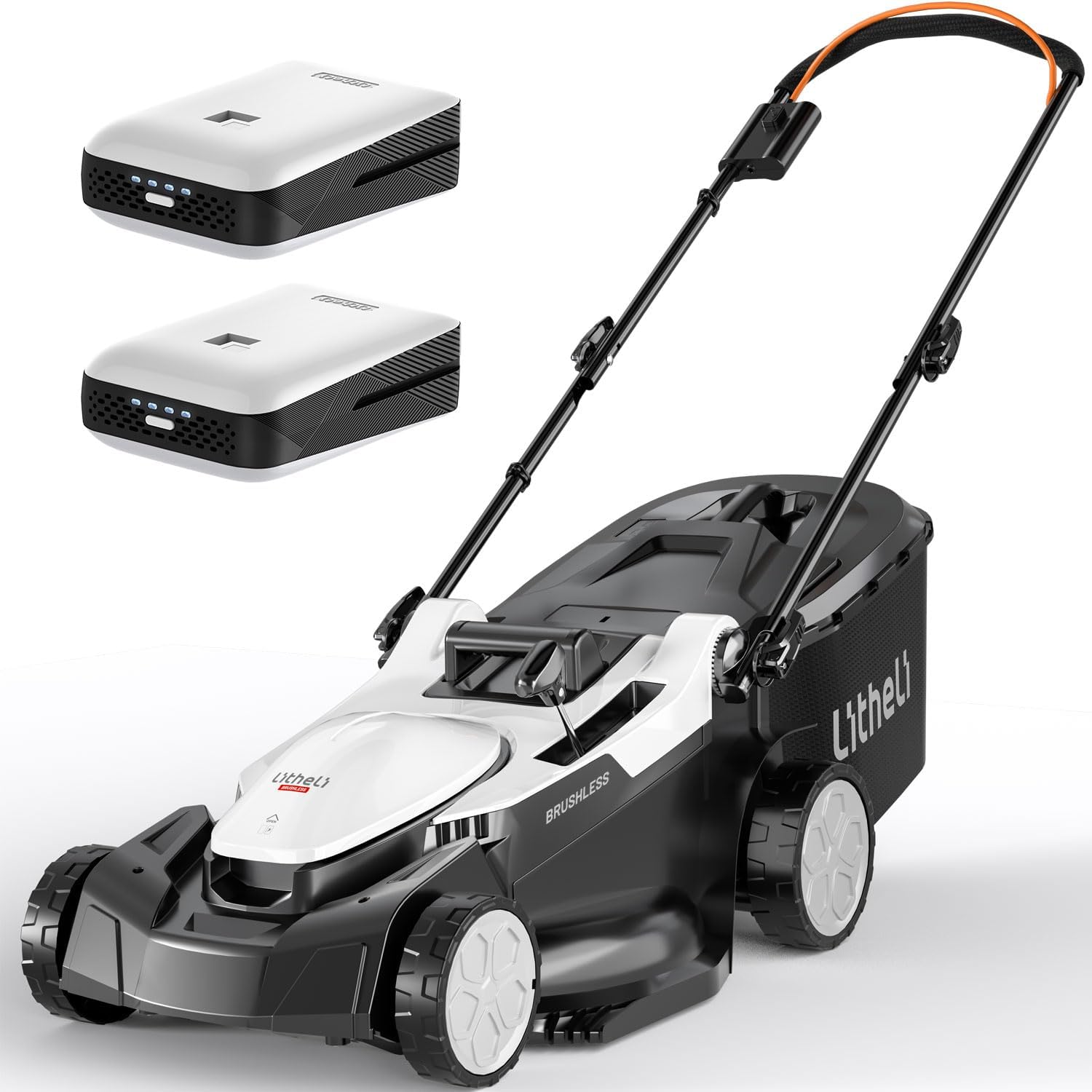 Litheli Lawnmower Battery 33 cm, 1 x 20 V Battery 4.0 Ah, Height Adjustable 25-65 mm, 30L Bag, for Lawns up to 200 m2