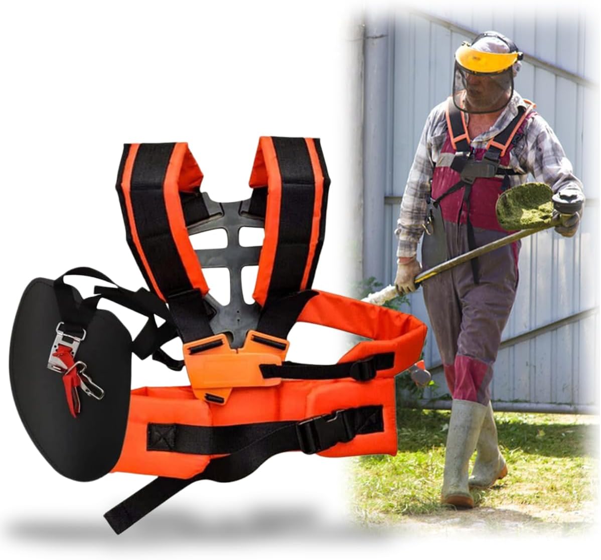 FGen Double Shoulder Mower, Adjustable Shoulder Strap for Professional Lawn Mowers Brush Cutter Shoulder Harness Double Shoulder for Brush Cutter or Gardening