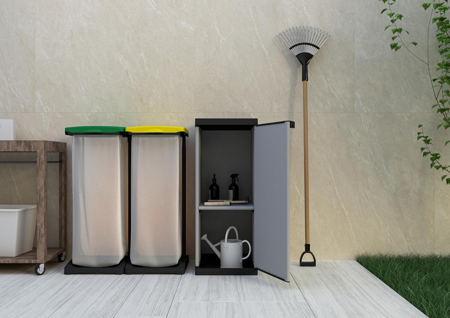 mongardi: Armadietto in resina di PVC e PP, 1 Anta, 1 Ripiano, Facile da Montare, Modular System, Resistente, Adatto ad ambienti Interni ed Esterni, 34L x 40P x 85H cm, Grigio e Nero