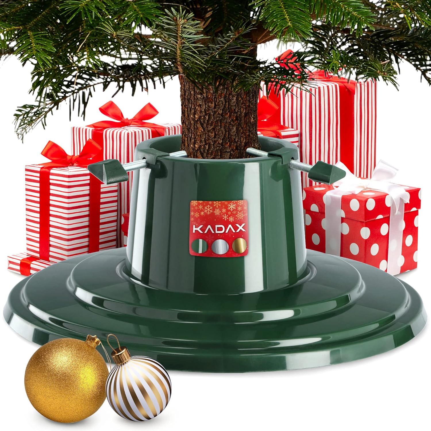 KADAX Supporto per albero di Natale, supporto per albero di Natale con contenitore per acqua, supporto per albero di Natale (argento/altezza albero fino a 2 m)