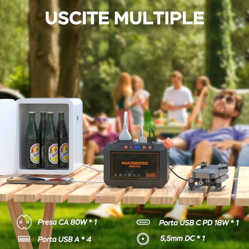 MARBERO 98Wh Centrale Elettrica Portatile 26400mAh Campeggio Generatore di Corrente Power Bank con Presa CA 120W Max 220V CA, CC, USB QC3.0, Torcia LED per CPAP Casa Campeggio Emergenza Backup : Giardino e giardinaggio