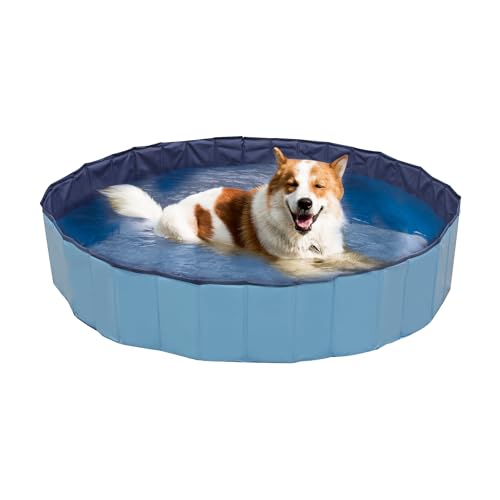 Croci Piscina per Cani   Forma Circolare, Resistente con Pareti Rinforzate, Pieghevole e Salvaspazio, 160x160x30 Cm : Casa e cucina
