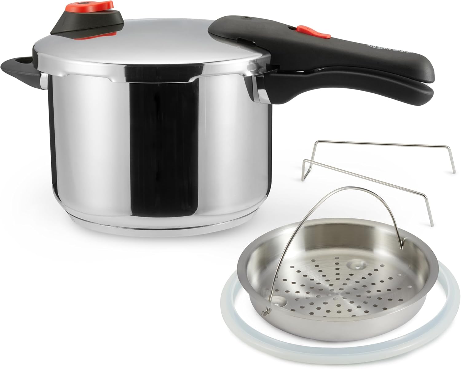 Amazon Basics Stainless Steel Induction Pressure Cooker, 4 Litre, Silver