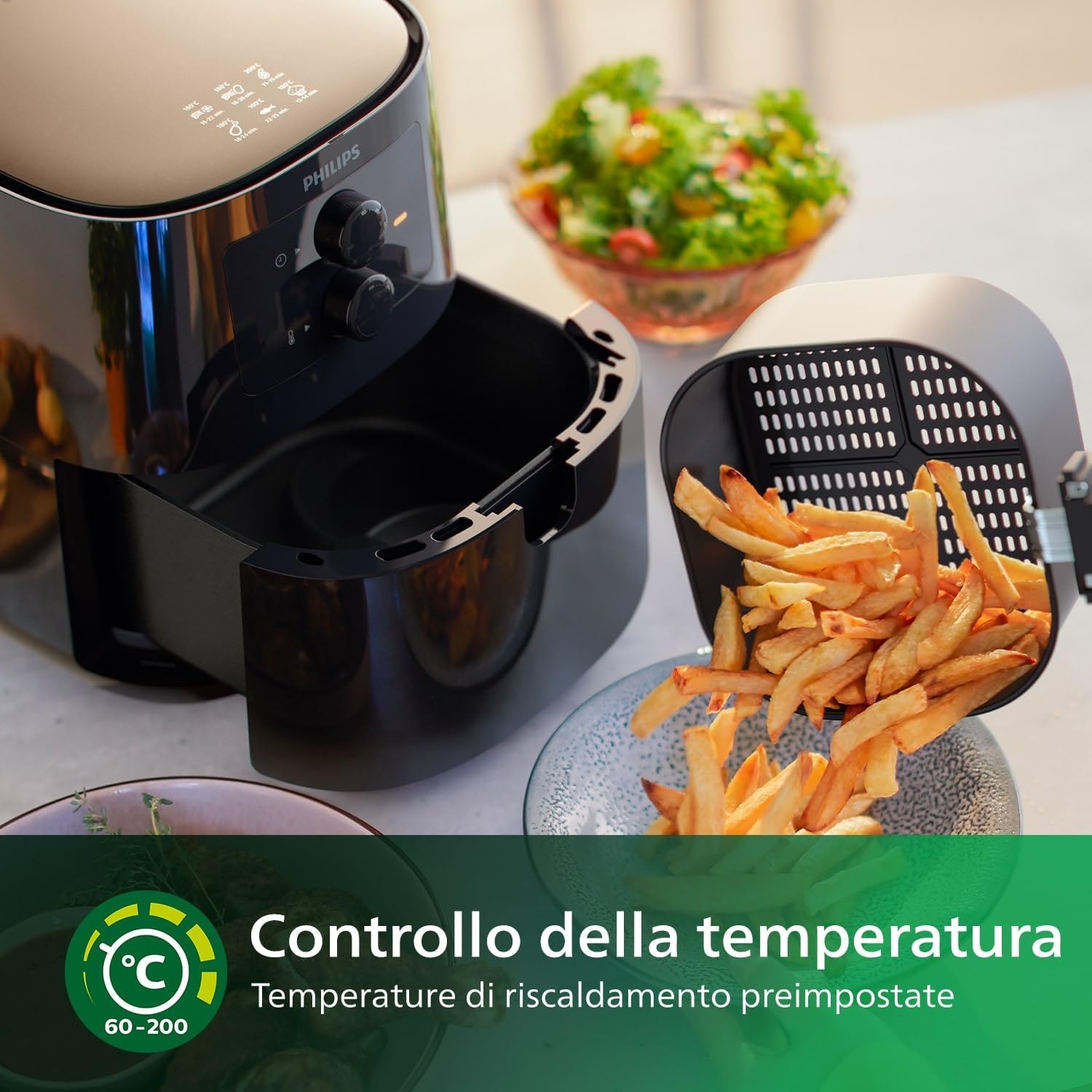 ?PHILIPS Airfryer 5000 L Series 4.1 L (0.8 kg), Airfryer 13 in 1, WiFi Connected, 90% Less Fat with Rapid Air Technology, HomeID App (HD9255/80)