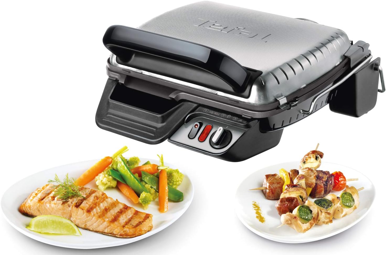 Tefal Ultra Compact 600 Comfort GC3060 Griglia di Contatto da Tavolo 2000W Nero, Acciaio Inossidabile