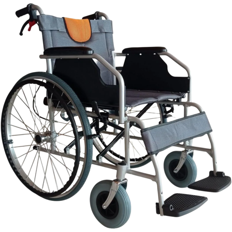 Sedia a Rotelle Pieghevole LIGERA da Passeggio – 12 kg, Ruote Rinforzate, Freno da Maniglia, Seduta 48 cm