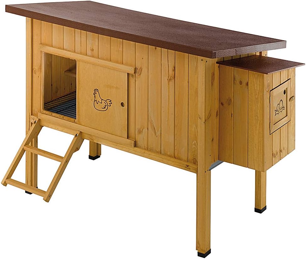 Ferplast Pollaio Casetta per polli Galline ovaiole HEN HOUSE 30 da esterno, in legno FSC, per circa 6 galline, Accessori inclusi