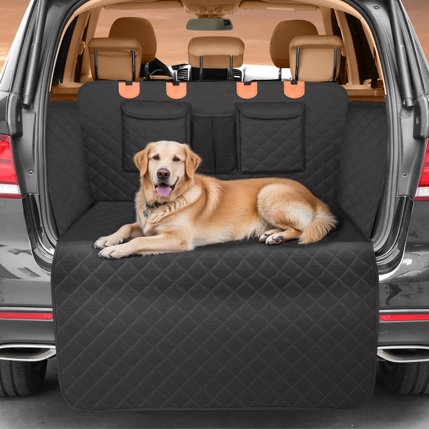Gimars Telo Auto per Cani, 150*137cm Impermeabile e Antiscivolo Coprisedile Auto per Cani, 6 in 1 Universale Telo Cane Auto Sedili Posteriori Con Finestra Della Rete Visiva e Tasca Portaoggetti, SUV