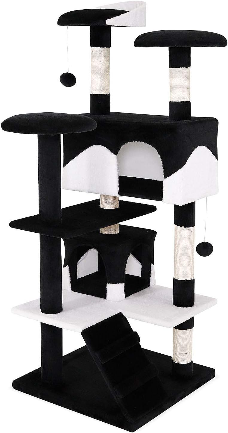 lionto Scratching Post for Cat Tree Scratching Post Cat Toy Cat Toy Height 130 cm, Grey/White