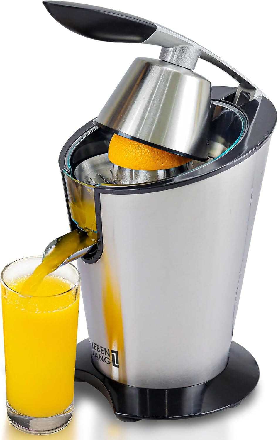 LEBENLANG Spremiagrumi elettrico 600W - Cono in acciaio inox & senza BPA I Spremi agrumi elettronico professionale I Spremuta arancia citrus Juicer machine I Spremi arance automatico melograno piccolo