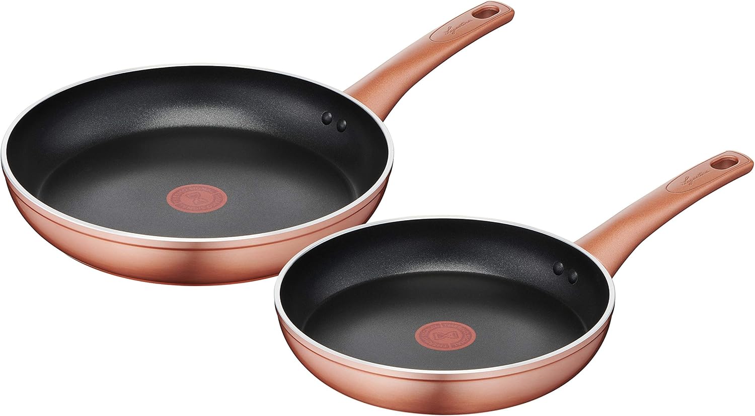 Lagostina Ramata Non-Stick Aluminium Frying Pan Set Diameter 20/24/28 cm, Copper Effect, 3 Pieces, Gas Cookware and Oven with Cooking Indicator and Ergonomic Bakelite Handles