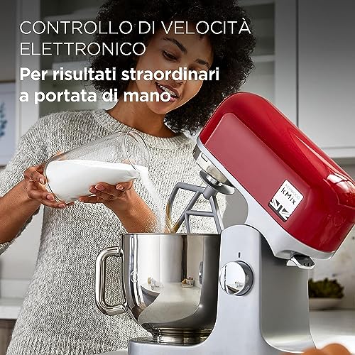 Kenwood KMX750RD KMIX Impastatrice Planetaria con Ciotola con manico in Acciaio da 5L, 3 Ganci di Miscelazione, Potenza 1000W, Personalizzabile con oltre 20 Accessori Acquistabili Separatamente, Rosso : Amazon.it: Casa e cucina