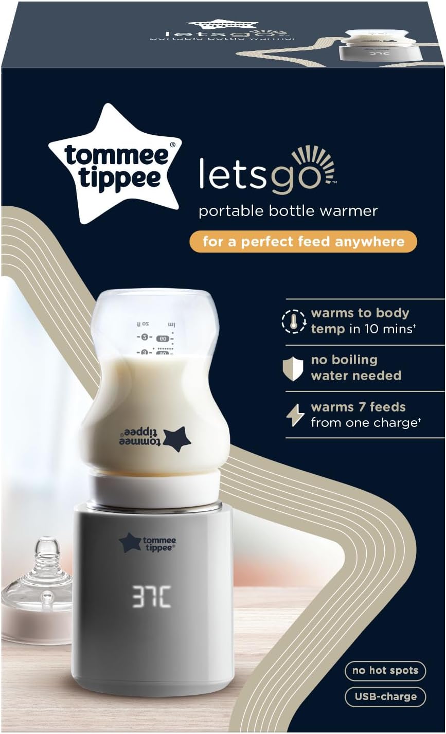 Tommee Tippee Scaldabiberon LetsGo Portatile, Ricaricabile con USB, Scaldabiberon Elettrico, Leggero e Comodo Per il Viaggio