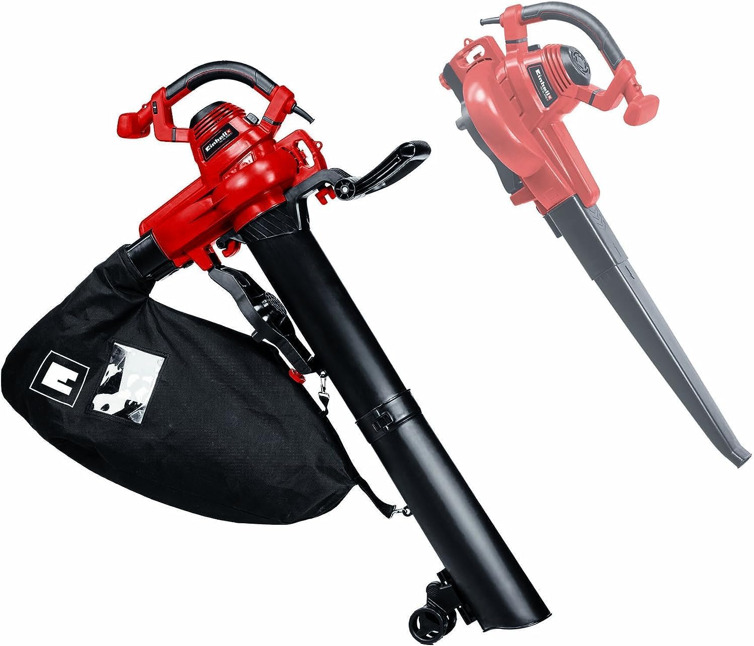 Einhell GC-EL 3000 E Electric Vacuum Blower Air Speed Max 300 km/h, Air Flow Rate 840 mq/h, Bag Capacity 45L, Leaf Shredding 10 to 1, with Wheels, Incl. Shoulder Strap