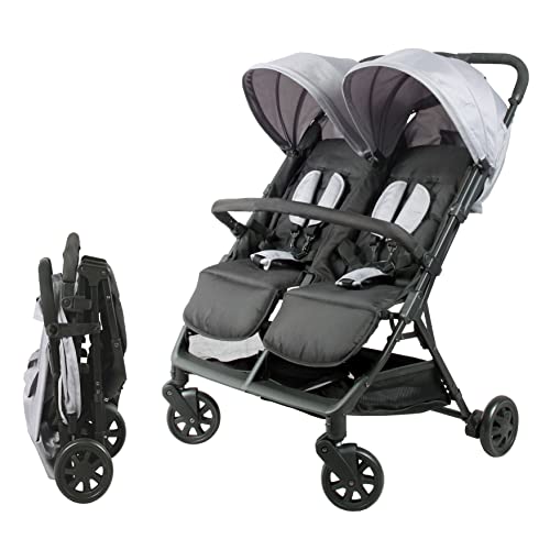 Bambisol Passeggino a doppia costa | Ideale per gemelli fin dalla nascita con pieghevole ultra compatto | Colore nero e grigio : Amazon.it: Prima infanzia