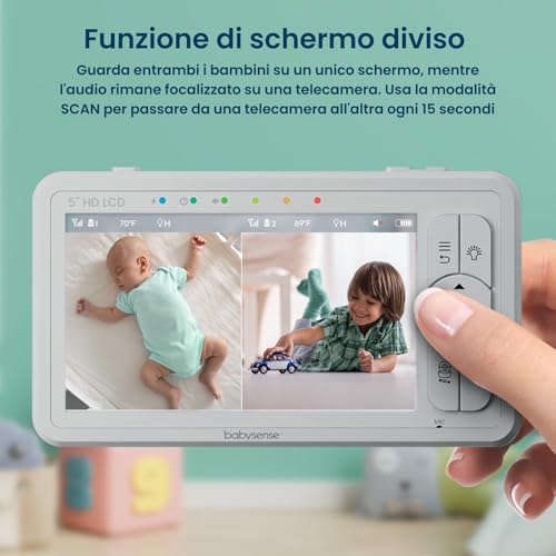 Monitor per bambini video Babysense HD con telecamera a luce notturna e monitor del movimento del bambino certificato medico con avvisi in tempo reale per assenza di movimento respiratorio,2 in 1 : Amazon.it: Prima infanzia