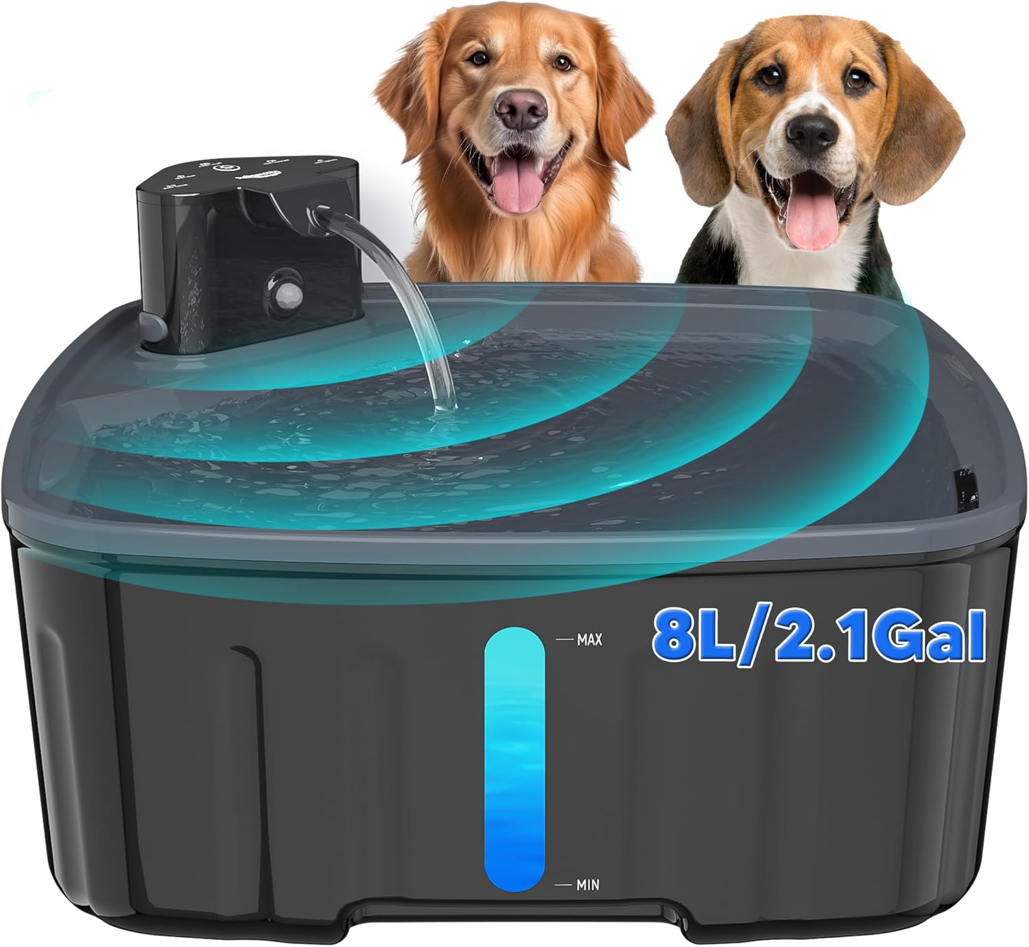 Kittyspout Wireless Dog Fountain 8L Fountain for Cats and Big Dogs with Motion Sensor, Built-in Rechargeable Battery 5000mAh with Silent Pump and Active Carbon Filter