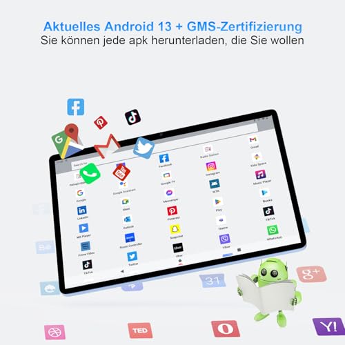 FancyFish Tablet Android 13 da 10,1 pollici, 1920 × 1200 FHD, Octa Core 2,0 GHz CPU, 12 (6   6) GB RAM   128 GB ROM (TF espandere 1TB), 5G WLAN, Bluetooth 5.0, 6000 mAh : Informatica