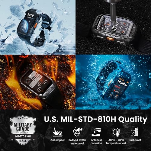 KOSPET TANK X2 Smartwatch, 1,64”Display AMOLED, Impermeabile 5ATM, Smart Band Chiamate/24H Monitoraggio Salute/Sonno/Contapassi/170  Modalità Sport, Portata Ultra Lunga (Caricatore Type C) : Elettronica